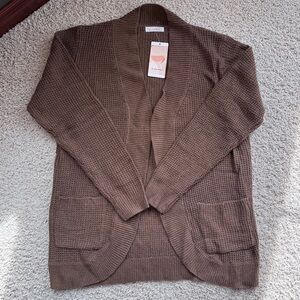 Brown Open Front Cardigan